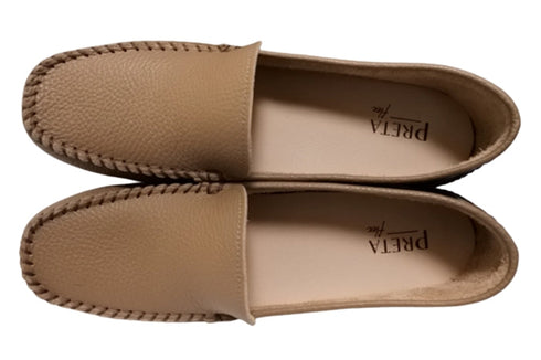 【PRETA flex P1101 オーク】本革レザープレーンモカシンシューズ