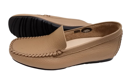 【PRETA flex P1101 オーク】本革レザープレーンモカシンシューズ