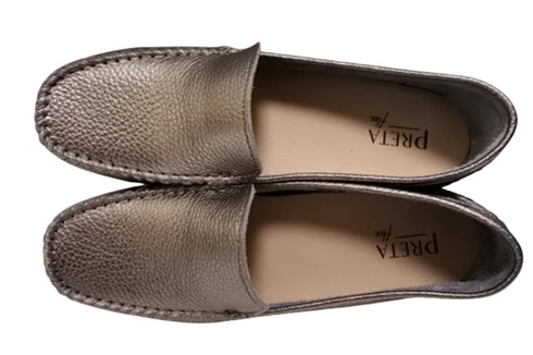 【PRETA flex P1101 スティール】本革レザープレーンモカシンシューズ