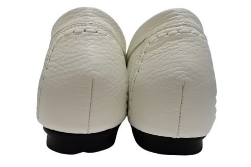 【PRETA flex P1101 ホワイト】本革レザープレーンモカシンシューズ