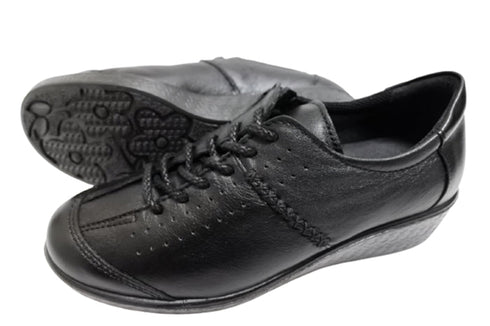 【ムーンスター SP2401 ブラック】本革柔らかガーメントレザー使用靴紐シューズ