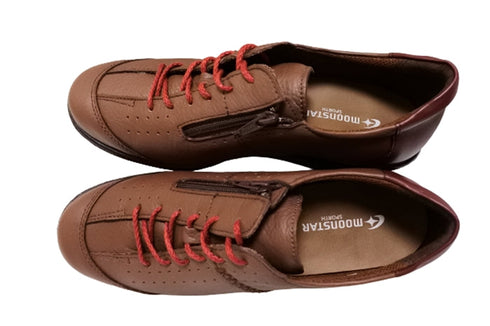 【ムーンスター SP2401 ブラウン】本革柔らかガーメントレザー使用靴紐シューズ