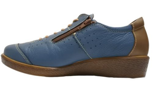 【ムーンスター SP2401 ブルー】本革柔らかガーメントレザー使用靴紐シューズ