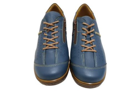 【ムーンスター SP2401 ブルー】本革柔らかガーメントレザー使用靴紐シューズ
