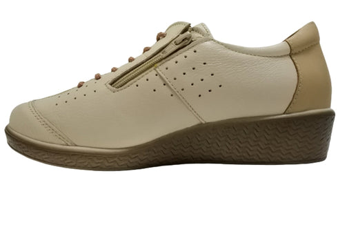 【ムーンスター SP2401 アイボリー】本革柔らかガーメントレザー使用靴紐シューズ