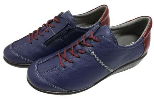 【ムーンスター SP2401 ネイビー】本革柔らかガーメントレザー使用靴紐シューズ