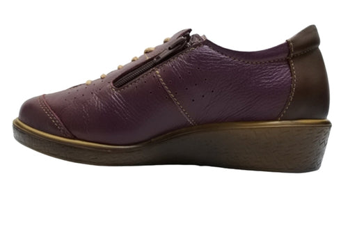 【ムーンスター SP2401 パープル】本革柔らかガーメントレザー使用靴紐シューズ