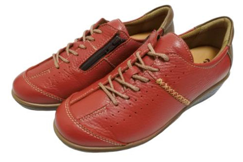 【ムーンスター SP2401 レッド】本革柔らかガーメントレザー使用靴紐シューズ