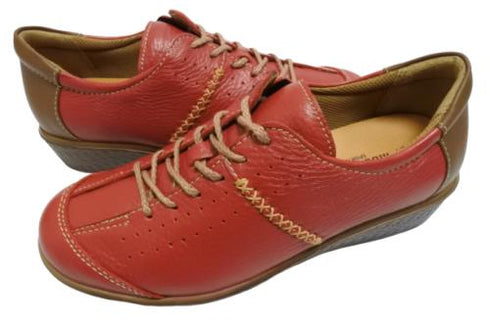 【ムーンスター SP2401 レッド】本革柔らかガーメントレザー使用靴紐シューズ