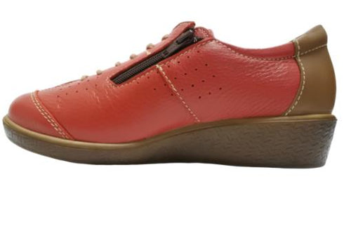 【ムーンスター SP2401 レッド】本革柔らかガーメントレザー使用靴紐シューズ