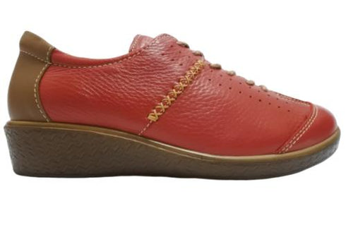 【ムーンスター SP2401 レッド】本革柔らかガーメントレザー使用靴紐シューズ