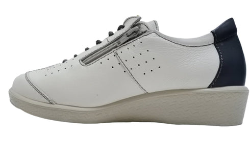 【ムーンスター SP2401 ホワイトコンビ】本革柔らかガーメントレザー使用靴紐シューズ