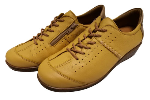 【ムーンスター SP2401 イエローコンビ】本革柔らかガーメントレザー使用靴紐シューズ