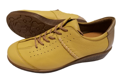 【ムーンスター SP2401 イエローコンビ】本革柔らかガーメントレザー使用靴紐シューズ