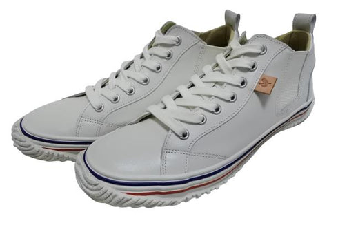 【SPINGLE SP442 ホワイト/ブルー】カンガルー革ミドルカットサイドゴア