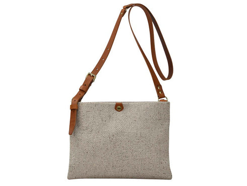 【豊岡鞄 カルド TN015FS キナリ赤茶】フラットWショルダーバッグ