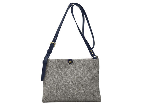 【豊岡鞄 カルド TN015FS ライトグレー/ネイビー】フラットWショルダーバッグ