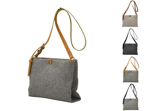 【豊岡鞄 カルド TN015FS ライトグレー/ネイビー】フラットWショルダーバッグ