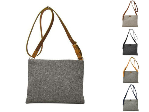 【豊岡鞄 カルド TN015FS ライトグレー/ネイビー】フラットWショルダーバッグ