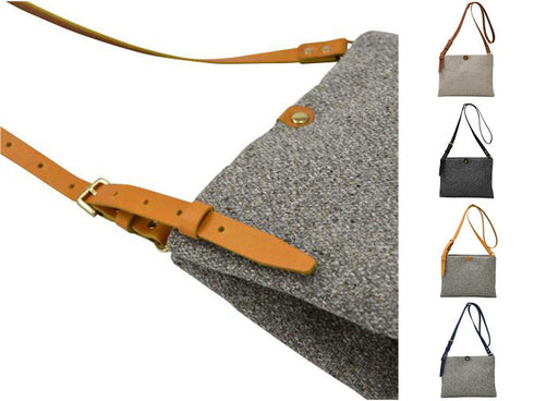 【豊岡鞄 カルド TN015FS ライトグレー/ネイビー】フラットWショルダーバッグ