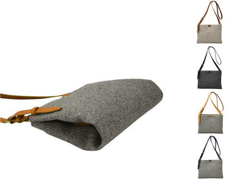 【豊岡鞄 カルド TN015FS ライトグレー/ネイビー】フラットWショルダーバッグ