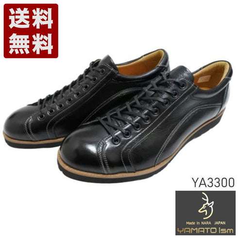 【倭イズム YA3300 ブラック】鹿革レザーカジュアルシューズ