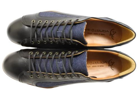 【倭イズム YA3310 ブラック】岡山デニム×兵庫レザーカジュアルシューズ