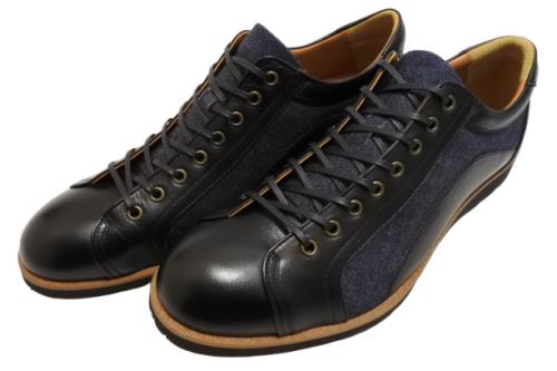 神戸旅靴屋【倭イズム YA3310 ブラック】岡山デニム×兵庫レザー