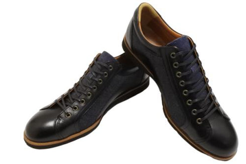 【倭イズム YA3310 ブラック】岡山デニム×兵庫レザーカジュアルシューズ