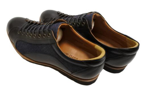 【倭イズム YA3310 ブラック】岡山デニム×兵庫レザーカジュアルシューズ