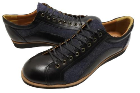 【倭イズム YA3310 ブラック】岡山デニム×兵庫レザーカジュアルシューズ