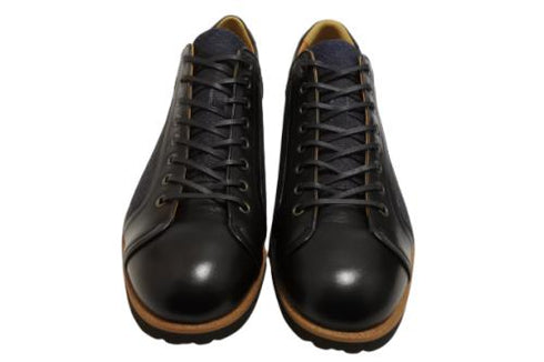 【倭イズム YA3310 ブラック】岡山デニム×兵庫レザーカジュアルシューズ