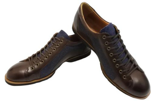 【倭イズム YA3310 ダークブラウン】岡山デニム×兵庫レザーカジュアルシューズ