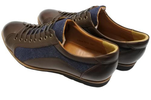 【倭イズム YA3310 ダークブラウン】岡山デニム×兵庫レザーカジュアルシューズ