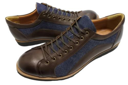 【倭イズム YA3310 ダークブラウン】岡山デニム×兵庫レザーカジュアルシューズ