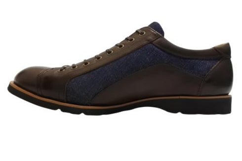 【倭イズム YA3310 ダークブラウン】岡山デニム×兵庫レザーカジュアルシューズ