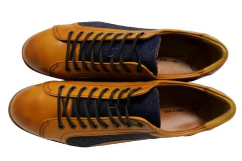 【倭イズム YA3310 ライトブラウン】岡山デニム×兵庫レザーカジュアルシューズ