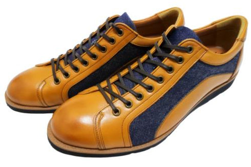 【倭イズム YA3310 ライトブラウン】岡山デニム×兵庫レザーカジュアルシューズ