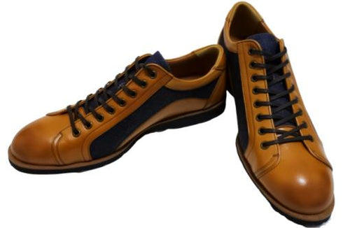 【倭イズム YA3310 ライトブラウン】岡山デニム×兵庫レザーカジュアルシューズ