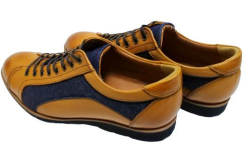 【倭イズム YA3310 ライトブラウン】岡山デニム×兵庫レザーカジュアルシューズ