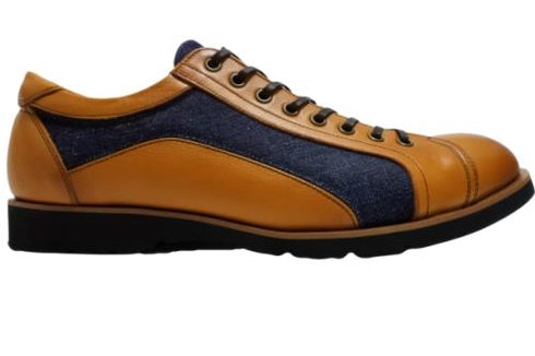 【倭イズム YA3310 ライトブラウン】岡山デニム×兵庫レザーカジュアルシューズ