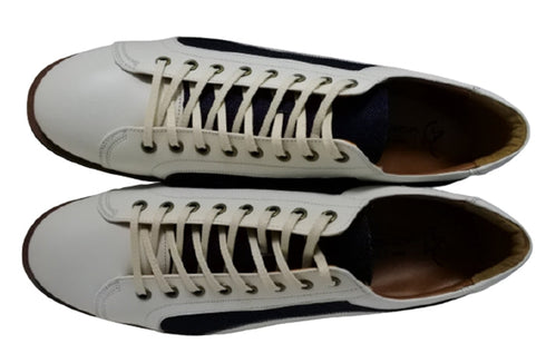 【倭イズム YA3310 ホワイト】岡山デニム×兵庫レザーカジュアルシューズ