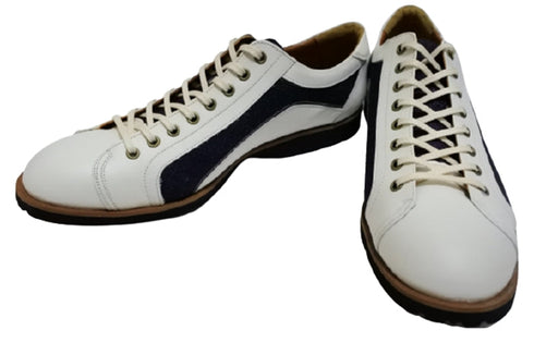 【倭イズム YA3310 ホワイト】岡山デニム×兵庫レザーカジュアルシューズ