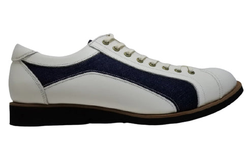 【倭イズム YA3310 ホワイト】岡山デニム×兵庫レザーカジュアルシューズ