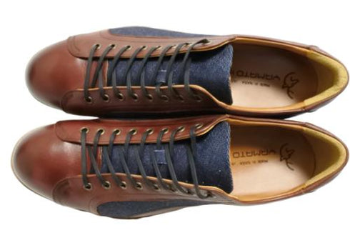 【倭イズム YA3310 ワイン】岡山デニム×兵庫レザーカジュアルシューズ