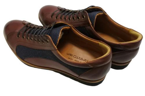 【倭イズム YA3310 ワイン】岡山デニム×兵庫レザーカジュアルシューズ