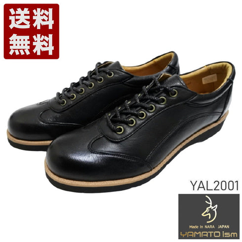 【倭イズム YAL2001 ブラック】ソフトな履き心地の鹿革レディースカジュアルシューズ